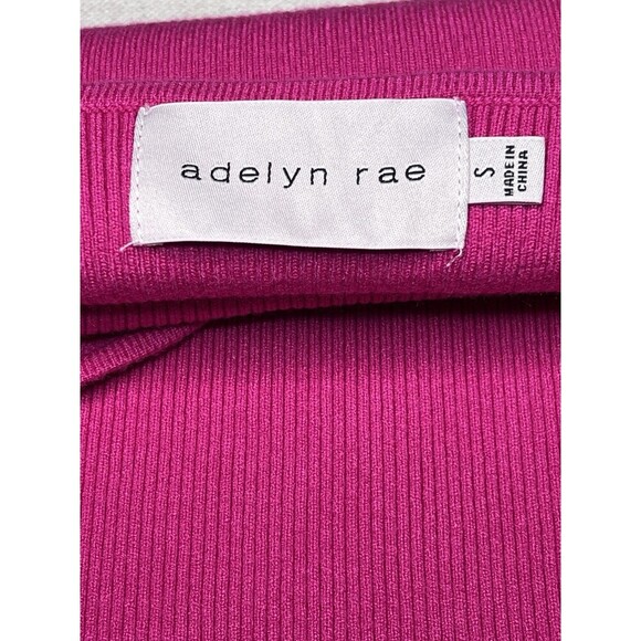 Adelyn Rae Britt Sheer Puff Sleeve Ribbed Knit Top In Party Pink Women's Small - Picture 7 of 8